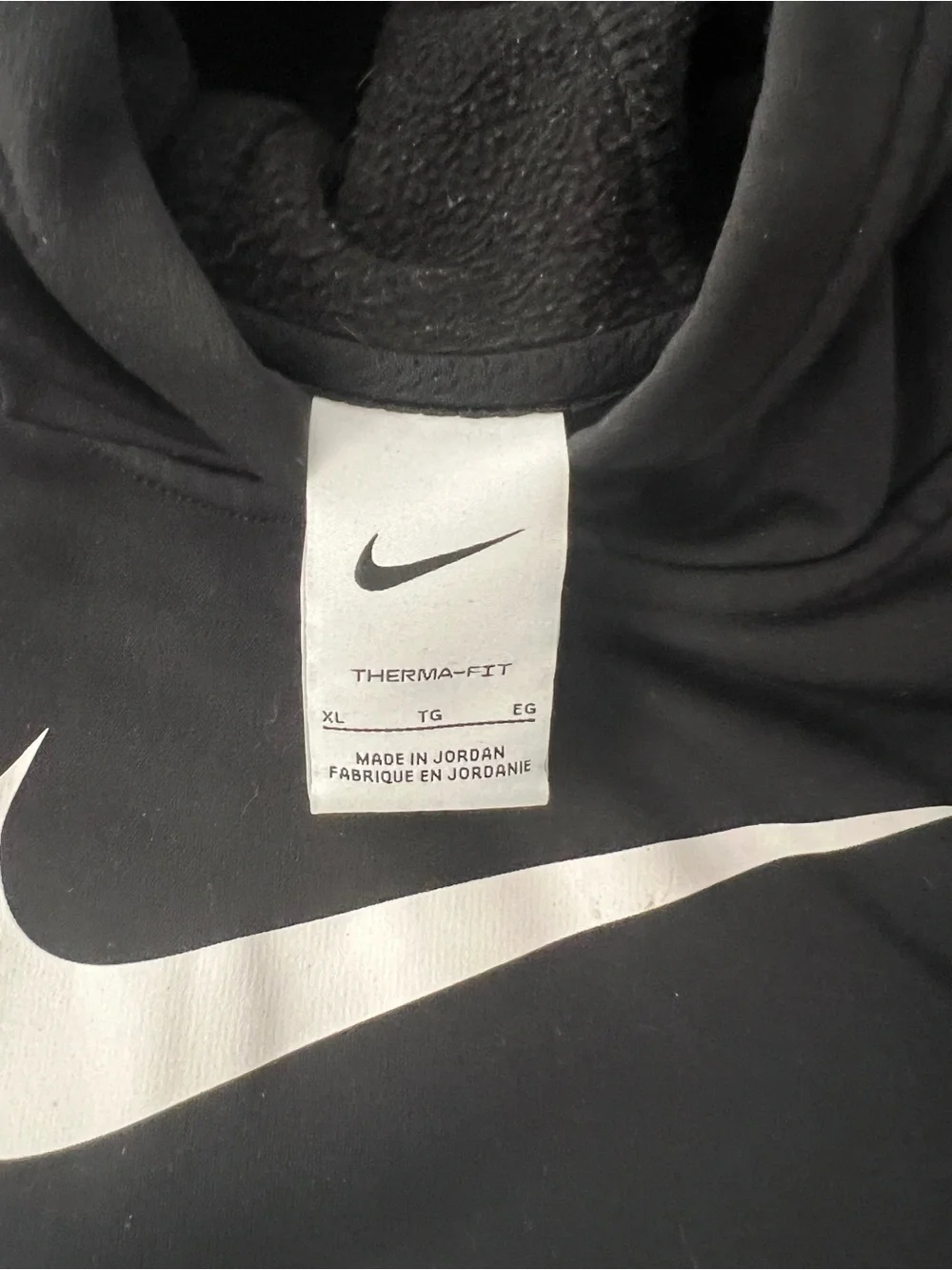 Nike Black Hoodie with White Swoosh and FLY Graphic